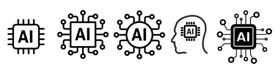 Artificial intelligence processor chip icon – AI system vector symbol