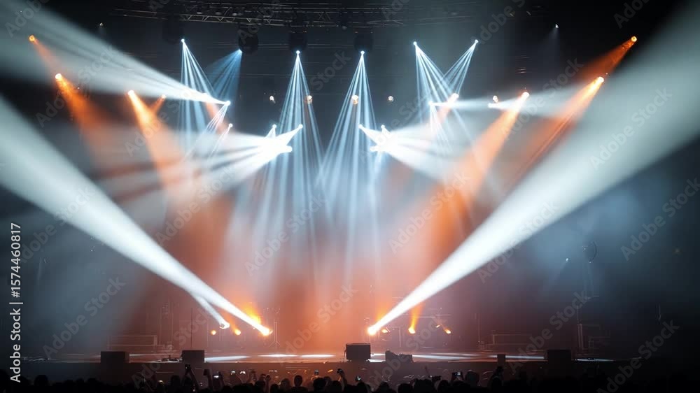 Poster illuminated stage spectacle: dramatic stage lighting bathes an empty stage in a mesmerizing display 