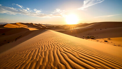 Desert Sunset with Sand Dunes, and Arabia.