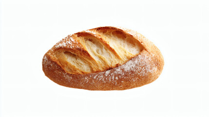 A golden-brown, freshly baked loaf of bread with a rustic, appealing look.