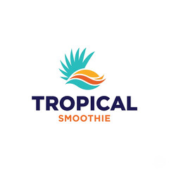 Colorful modern logo featuring palm leaves, sun, and waves, perfect for smoothie brands, juice bars, or tropical drinks.
