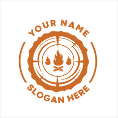 wood logo, tree felling, tree icon, tree trunk icon, tree felling, vector wood icon, vector illustration
