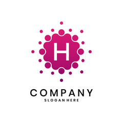 Obraz premium Creative letter H logo with round dot design, modern abstract company symbol