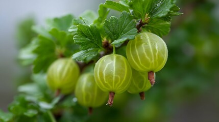 Branch bush of gooseberry with ripe berries