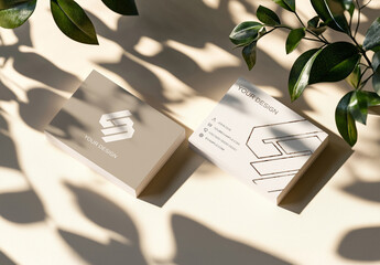 Two Business Cards Mockup With Soft Shadows
