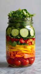 Colorful Layered Mason Jar Salad with Fresh Ingredients