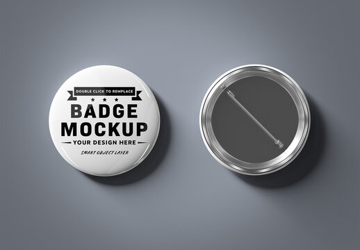 Button Badge Mockup Isolated on Grey