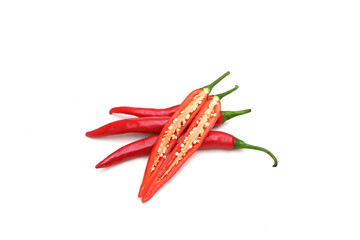 Red Hot chilli peppers isolated on a white background