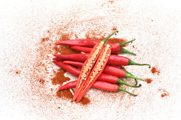 Red Hot chilli peppers isolated on a white background
