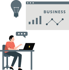 The boy gives statement idea on analytic graph