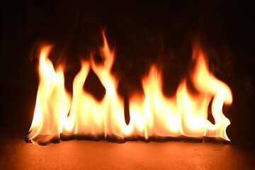 Fire flames on a black background