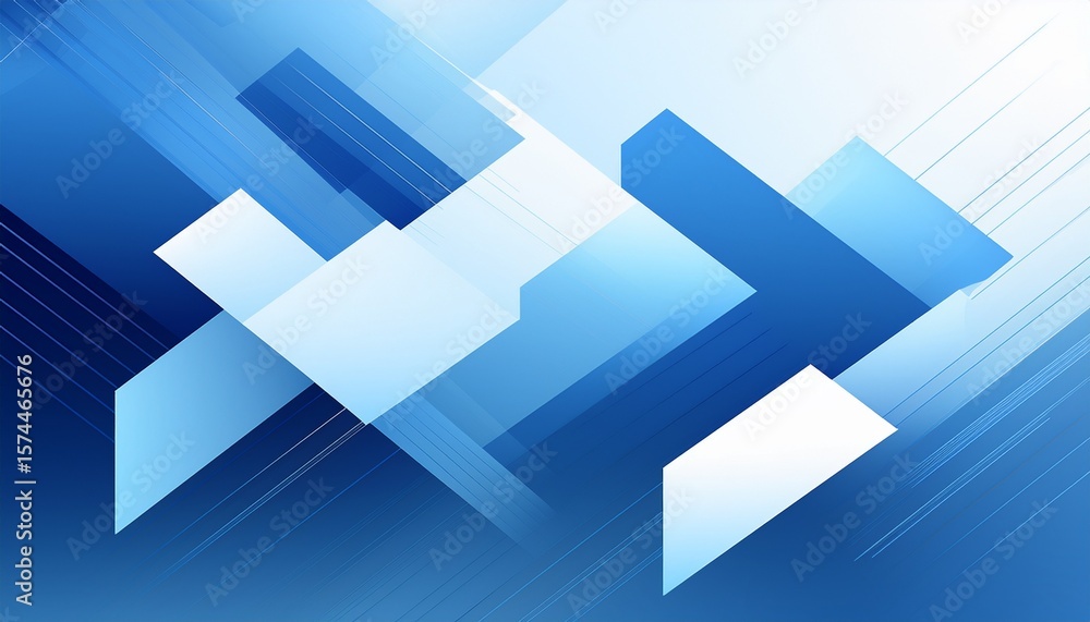 Aufkleber blue white abstract geometric presentation background with rectangle and square shapes