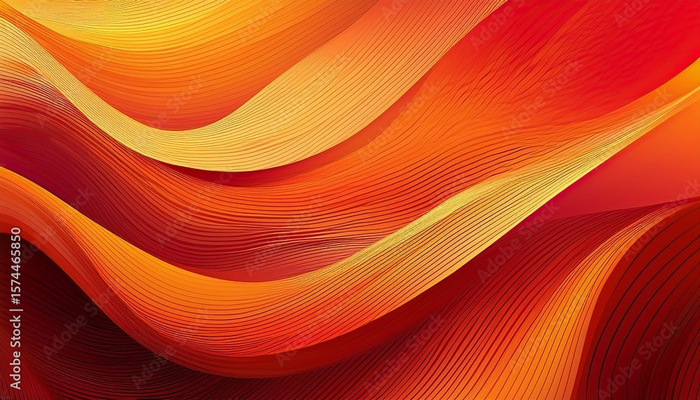 Poster abstract orange and red wavy background with halftone gradient n modern warm color design