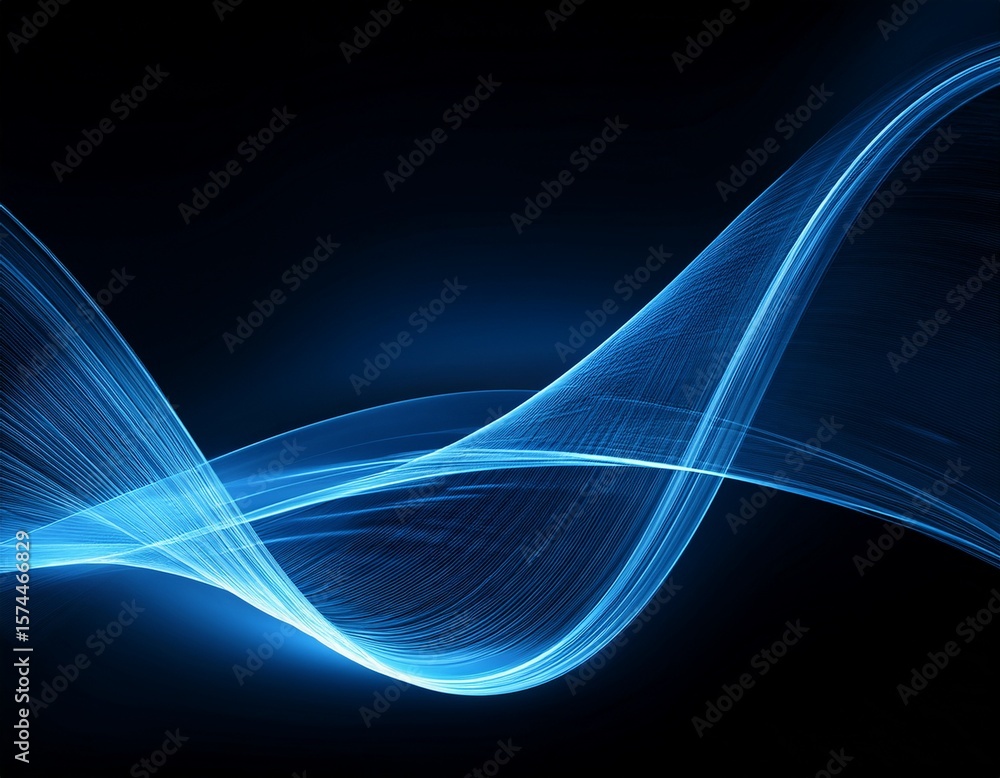 Poster abstract light blue curve on dark background copy space composition