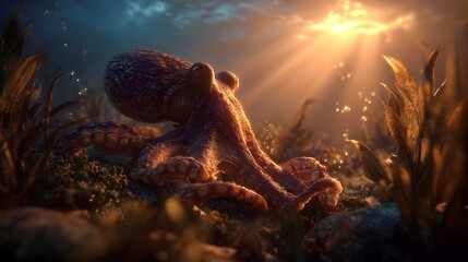 Octopus underwater ocean wildlife marine life sea creature cephalopod animal