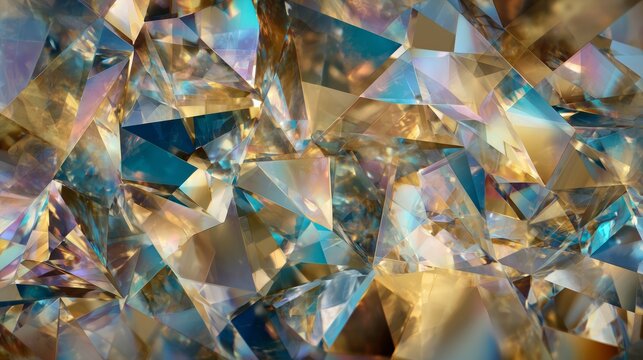 Abstract Geometric Crystal Shards background in Iridescent Colors