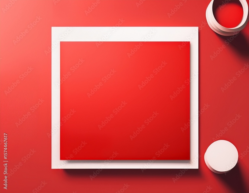 Poster flat style instagram post mockup with a red color palette clean and simple layout for content previe