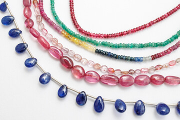 Gemstone Beads in Ruby, Emerald, Sapphire, and Red Spinel

