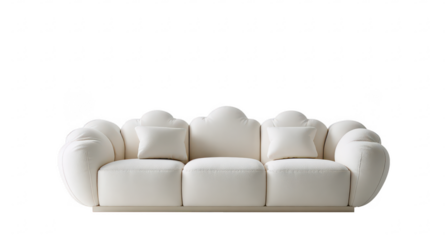 Creamy, cloud-like sofa with soft, rounded cushions