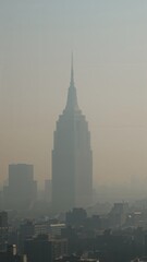 Fototapeta premium Smog blankets skyline as pollution levels spike dangerously high