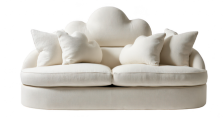 Creamy white couch with cloud-like backrest