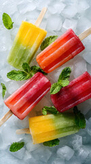 Colorful ice pops, a sweet and refreshing summer treat, perfect for a hot day.