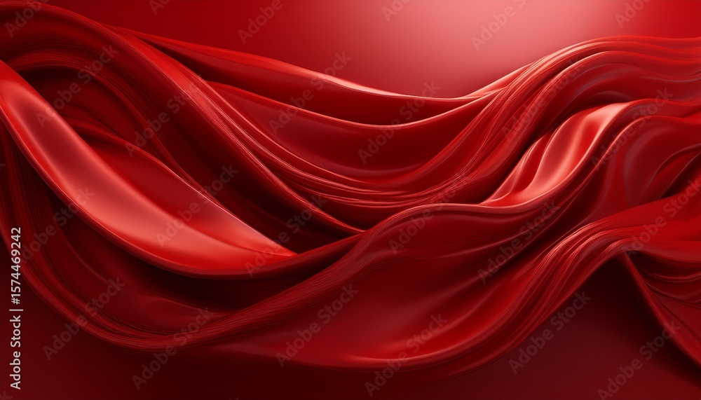 Poster flowing red cloth background 3d rendering
