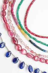 Gemstone Beads in Ruby, Emerald, Sapphire, and Red Spinel

