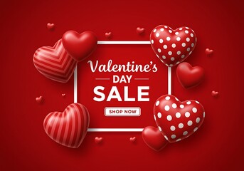 Valentines day sale with special offer and hearts