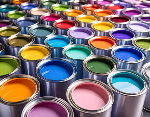 Colorful Paint Cans Background.