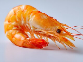 Isolated cooked shrimp prawn seafood ingredient close up macro food shot diet