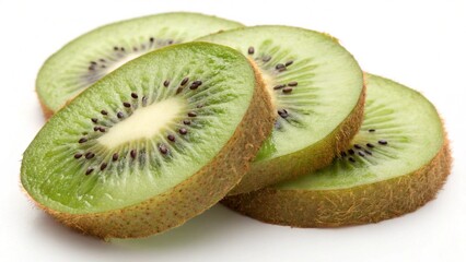 Fresh kiwi slices isolated on white background