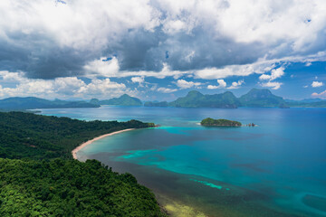 Mt. Mansilawit View Overlooking paradise beach and turqoise sea water with Rainfall and Tropical...