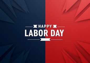 Happy labor day text with red and blue background