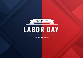 Happy labor day with red and blue abstract background