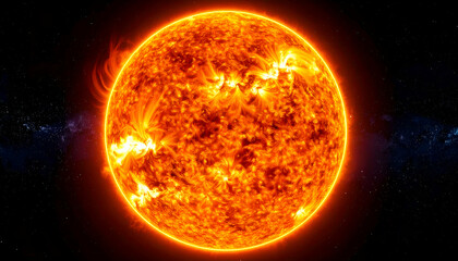 Fiery Sun in Space.