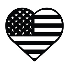 USA Flag Heart with Stars Stripes in a Heart Shape
