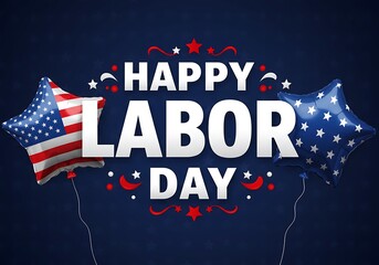 Happy labor day with american flag balloons