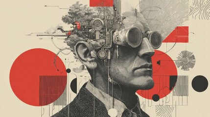 Concept art of artificial intelligence and humanity interwoven