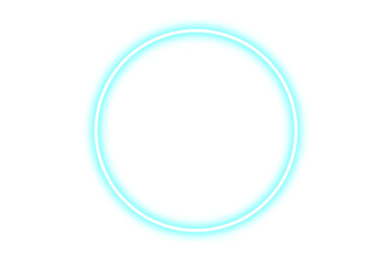 Glowing neon blue circle with dual ring effect on transparent background, perfect for tech overlays and futuristic design