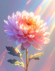 Fototapeta premium an Image Chrysanthemum of a translucent studio background with light prism