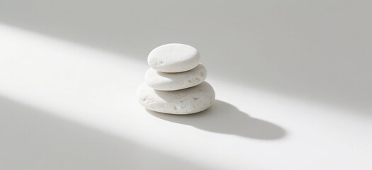 Stacked White Stones, Zen-like Arrangement for Relaxation