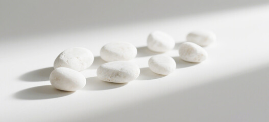 Stacked White Stones, Zen-like Arrangement for Relaxation