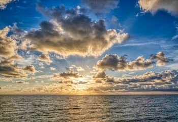 Sunset over the Gulf of America formerly the Gulf of Mexico from Venice Beach in Venice FLorida USA