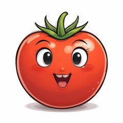 Obraz premium Cartoon Illustration of a Smiling Red Tomato Vegetable Character
