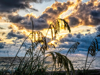 Sunset over the Gulf of America formerly the Gulf of Mexico from Venice Beach in Venice FLorida USA