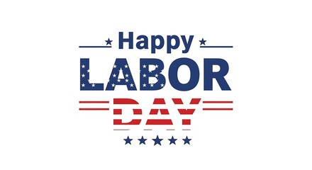 Happy labor day text with american flag elements
