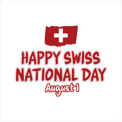 Obraz premium Festive Swiss National Day Greeting with Red Flag and Text. 