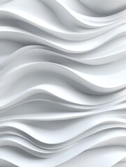 Abstract 3D white wave texture with smooth layered curves and fluid motion, minimalist seamless pattern, modern luxury design