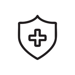 Fototapeta premium A shield icon with a medical cross inside.